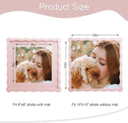 10x10 Picture Frame with Mat for 8x8, Wavy Edge Wooden Real Glass Photo Frame - Image 3