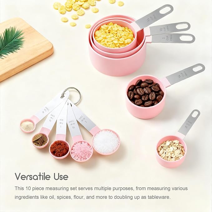 Measuring Cups and Spoons Set, 10 Pieces Stackable Measure Tools - Image 2