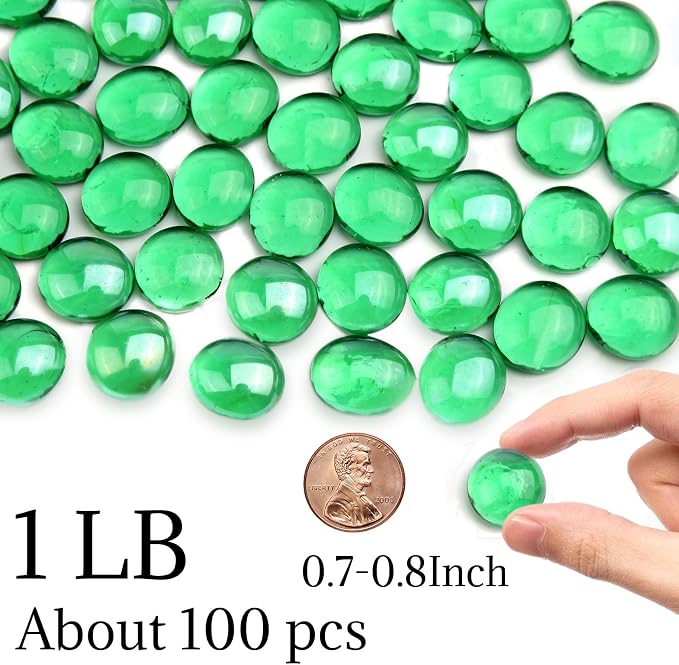 1lb Green Glass Marbles for Vase, Decorative Pebbles for Vase Fillers, Fish Tank - Image 2