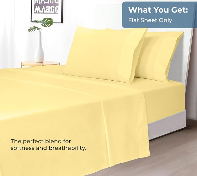 Royale Linens 100% Organic Cotton Queen Flat Sheet Only - Image 5