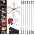 23 Feet Chimney Sweep Kit, Chimney Cleaning Kit with 7 Flexible White Chimney Rods, Chimney Brush, Rotary Chimney Cleaning System Driven by Drill