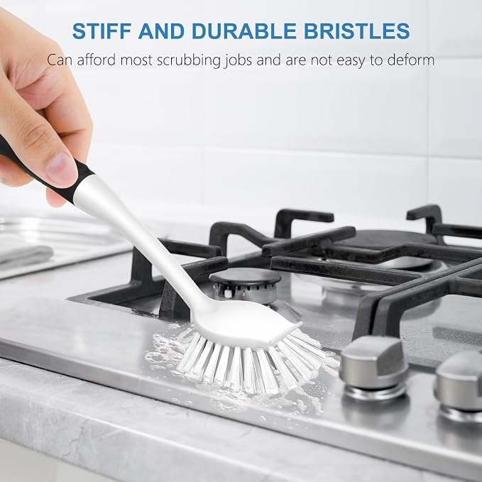 SetSail Dish Brush with Handle, 2 Pack Stiff Bristles Dish Scrubber with - Image 4
