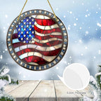 Stained Glass American Flag, Hand-Painted Star Motifs, Vintage Patriotic Wall - Image 6