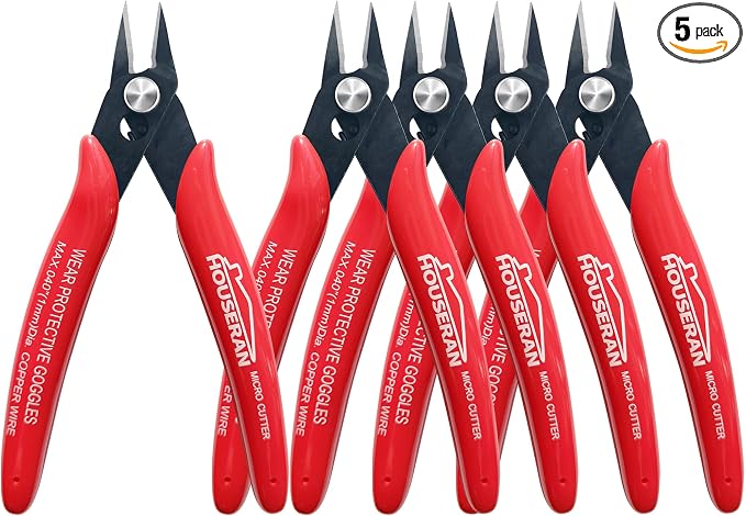 170 Wire Cutters, Small Wire Cutters, 5 PACK, 5 Inch Micro Flush Cutter by HOUSERAN