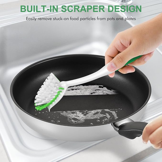SetSail Dish Brush with Handle, 2 Pack Stiff Bristles Dish Scrubber with - Image 5