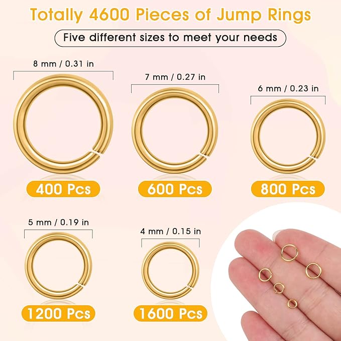 4600Pcs Gold Jump Rings with Jump Rings Open/Close Tools - Image 3