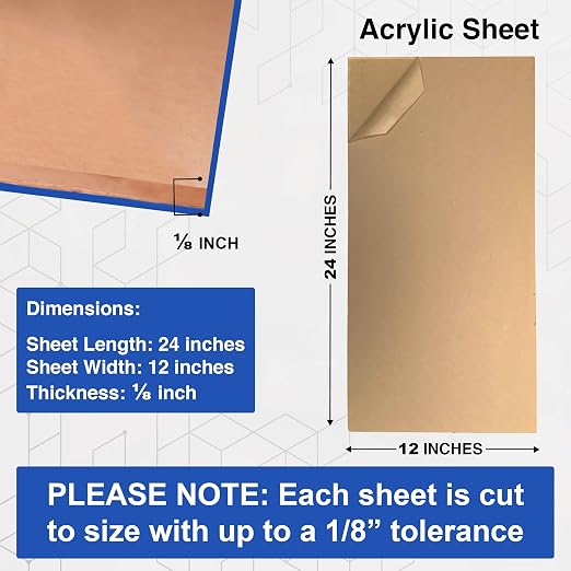 Duco Clear Cast Acrylic Sheets 1/8" Thick 12" x 24" - Image 2