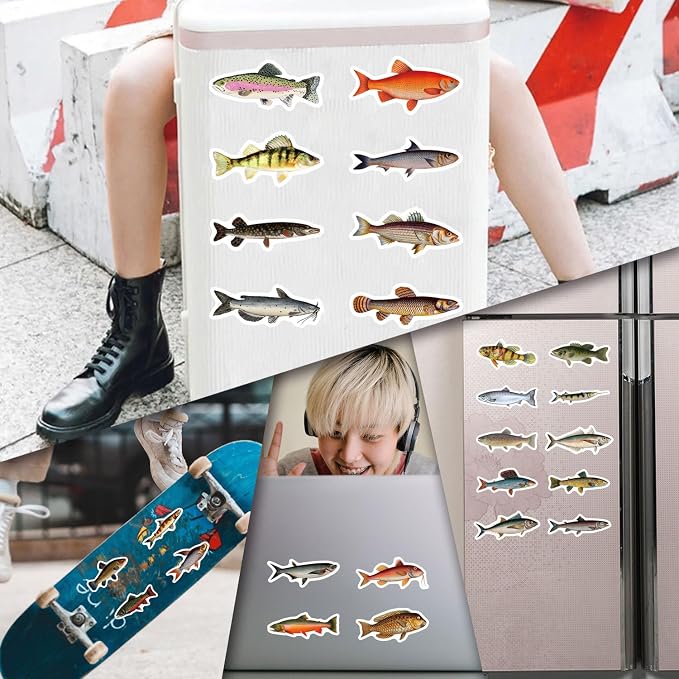 57Pcs Deep Sea Fish Stickers Waterproof Vinyl, Ocean Deepwater Fish Decals - Image 6
