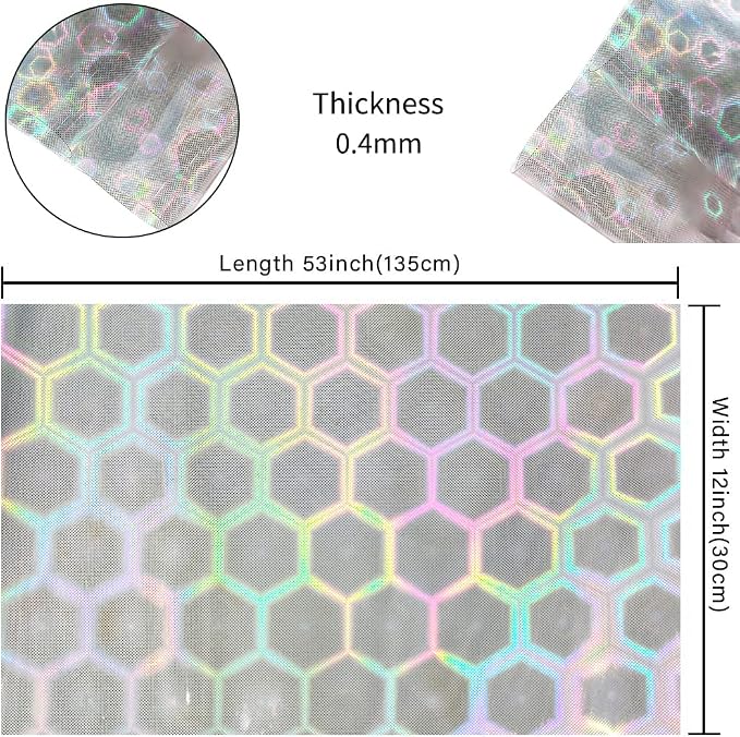 HYANG Transparent Big Pentagon PVC Super Clear Holographic Vinyl Faux Leather - Image 4