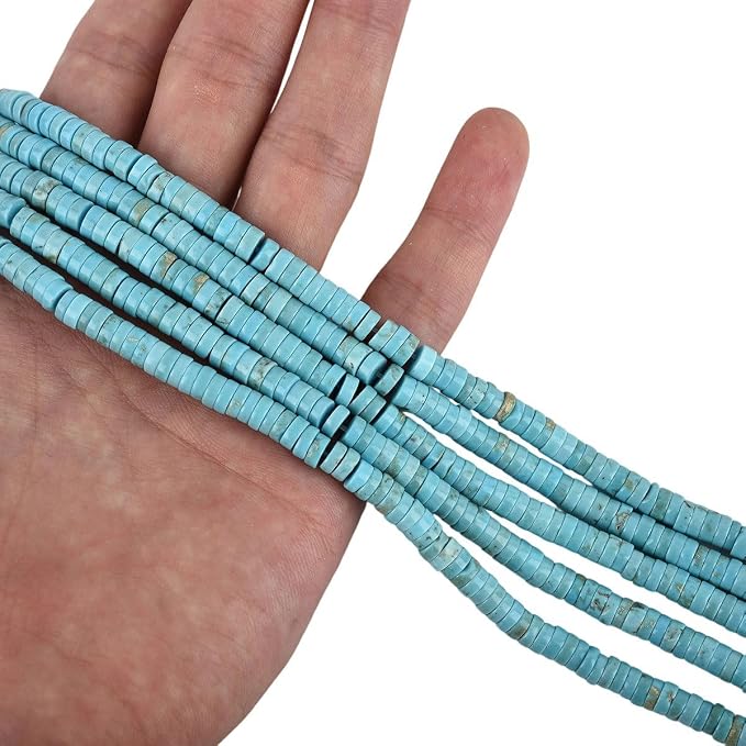 170pcs 5x2mm Natural Blue Turquoise Heishi Disc Rondelle Spacer Stone Semi - Image 5