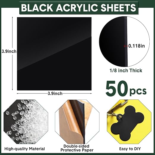 Suzile 50 Pcs Acrylic Sheet 3.9 x 3.9 in Acrylic Sheets 1/8 Thick Cut to Size - Image 2