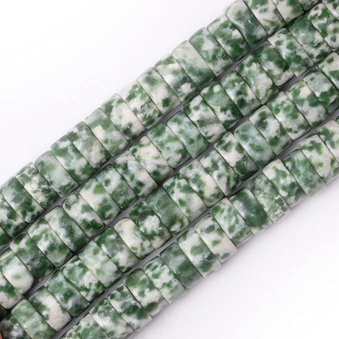 Natural Stone Heishi Beads for Necklace Making, 4 mm x 6 mm Small Flat Round by YUGDRUZY