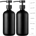 GMISUN Black Soap Dispenser, 2 Pack Matte Black Hand Soap Dispensers for Bathroom, 17 Fl Oz Glass Dish Soap Dispenser for Kitchen with Stainless Steel Pump, Modern Liquid Soap Bottle Set