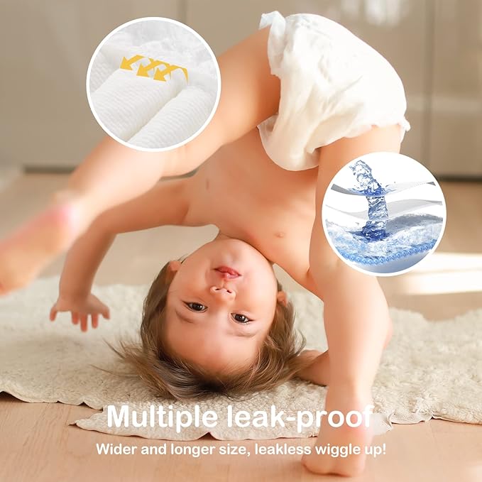 Newborn Baby Diapers Size 2(12-18lb) 74 Count Babycozy Bouncy Soft Diapers Hypoallergenic, Dry Disposable Diapers with Softer Touch 0.8D Diaper &10 Micron Velvet Fiber to Protect Sensitive Infant Skin