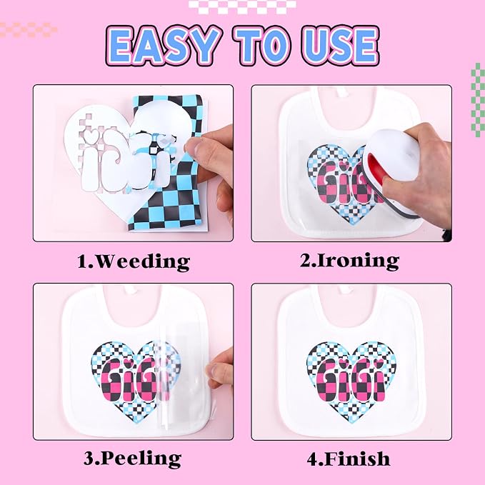 Tintnut Black Base Checkerboard Heat Transfer Vinyl, Checker pattern PU HTV - Image 4