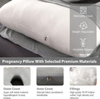 Elover Pregnancy Pillows, U-Shape Full Body Pillow Cooling Cover Dark Grey - Image 7