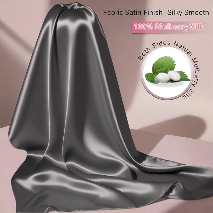 Mulberry Silk Pillow Cases Queen Size Set of 2, Ultra Smooth Soft Breathable - Image 2