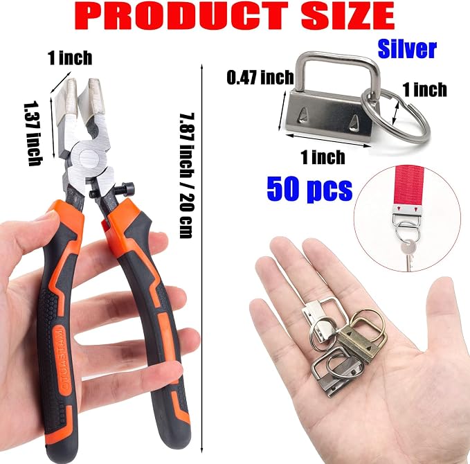Key Fob Hardware Set with Pliers Tool | 1 Inch Lanyard Keychain Hardware with - Image 2