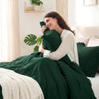 Andency Comforter Set Oversized King Dark Green 120x120, 3 Pieces Boho Fall - Image 9