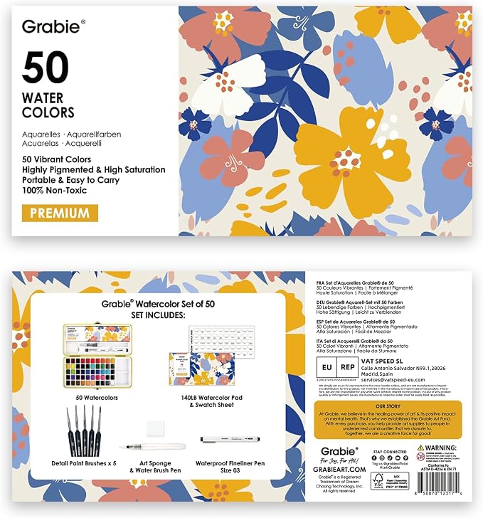 Grabie 50 Colors Premium All-In-One Water Color Paint Set - Image 9