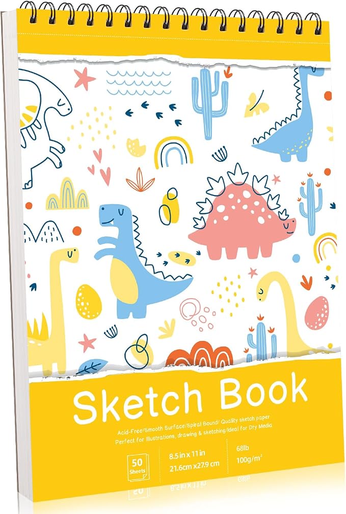 Sketch Book 8.5×11 inch, Spiral Bound Sketch Pad 50 Sheets, Acid-Free Sketchbook by Prudiut