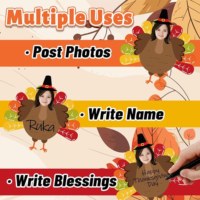 FYSUIMU 50 Sets Fall Thanksgiving Turkey DIY Cutouts Turkey and Hat Cut-Outs - Image 3