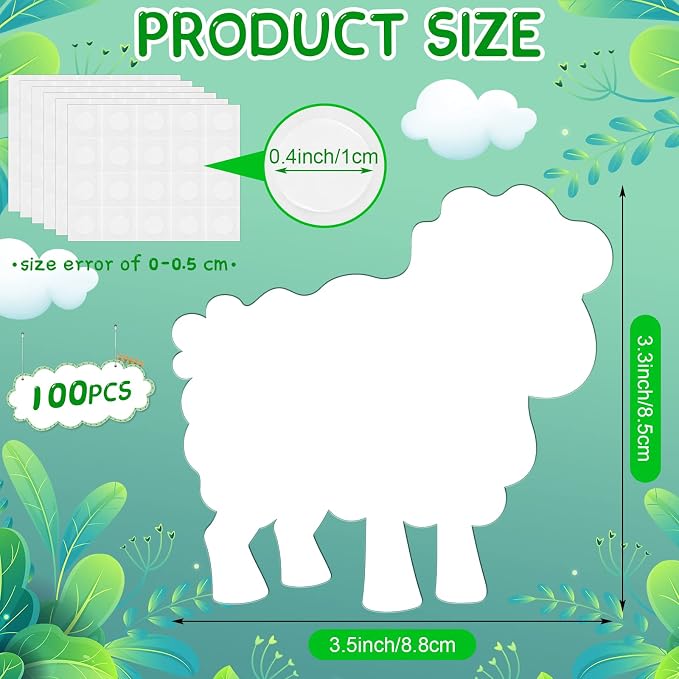 Geyee 100 Pcs Sheep Cutouts for Bulletin Board Classroom Wall Decor, Lamb Paper - Image 2