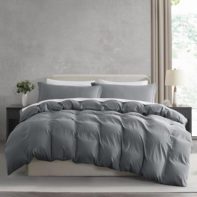 Nestl Grey Duvet Cover Queen Size by Nestl