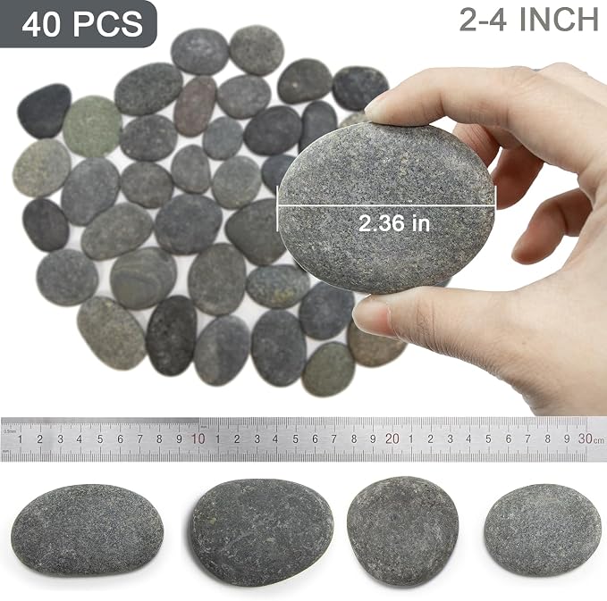 Rocks for Painting 40pcs 2-4” River Rock for Paint Natural Flat & Smooth Stones - Image 2