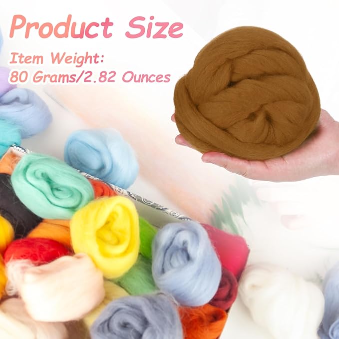 PATIKIL Wool Roving Yarn, 80G/2.82OZ Soft Felting Wool Pure Chunky Roving Yarn - Image 2