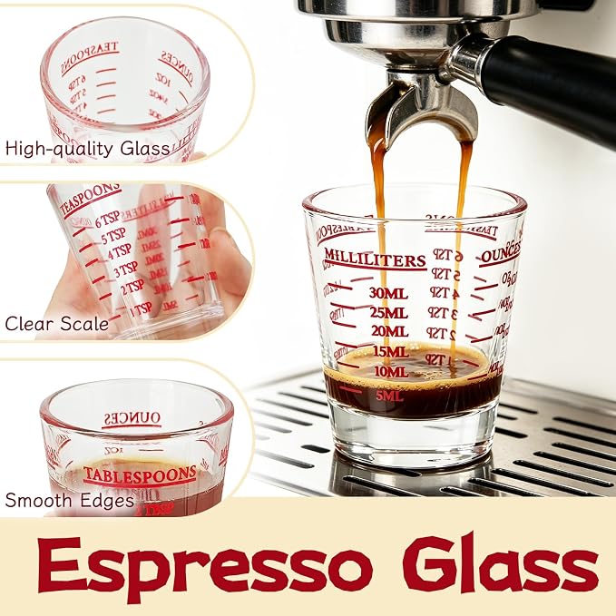 2 Pack High Borosilicate Shot Glass Measuring Cup, Espresso Shot Heavy Glass - Image 3