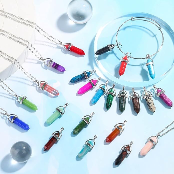ROADPLUM 40Pcs Healing Crystal Pendants, Glow in the Dark Gemstone Charm - Image 8