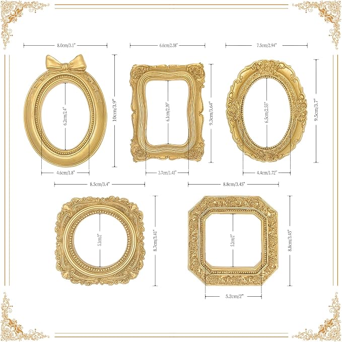 Small Picture Frames, Mini Gold Frames, Vintage Gold Frames, Table Top Decor - Image 5