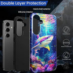 for Samsung Galaxy S23 FE Case, Colorful Ocean Sharks Pattern Glossy 2 in 1 - Image 3