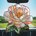 Pastel Pink Peony Acrylic Suncatcher Stained Glass Effect Window Car Hanging - Image 5