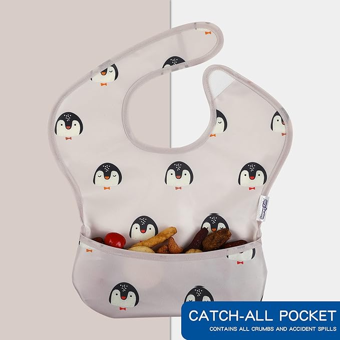 Soarwg Kids Baby Bibs, 5 Pack Waterproof Bibs for Unisex Boys Girls, Essential Must Have for Babies Eating, Feeding