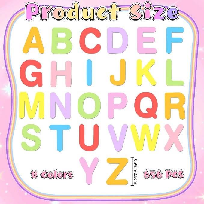 656 Pcs Foam Letter Stickers, Self-Adhesive EVA Alphabet Stickers Small 1 Inch - Image 2