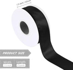 Black 1.5 Inch Continuous 25 Yards Satin Wired Ribbon - Image 2