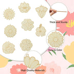 16 pcs Mixed Styles Cute Flower Theme Undyed Wood Cutout Charms Spring - Image 3