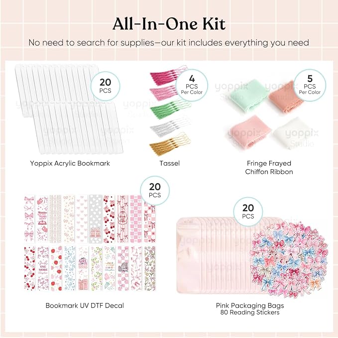 YOPPIX 180 Pcs Acrylic Bookmark Blanks- 20 Set Bookmark Making Kit - Image 3