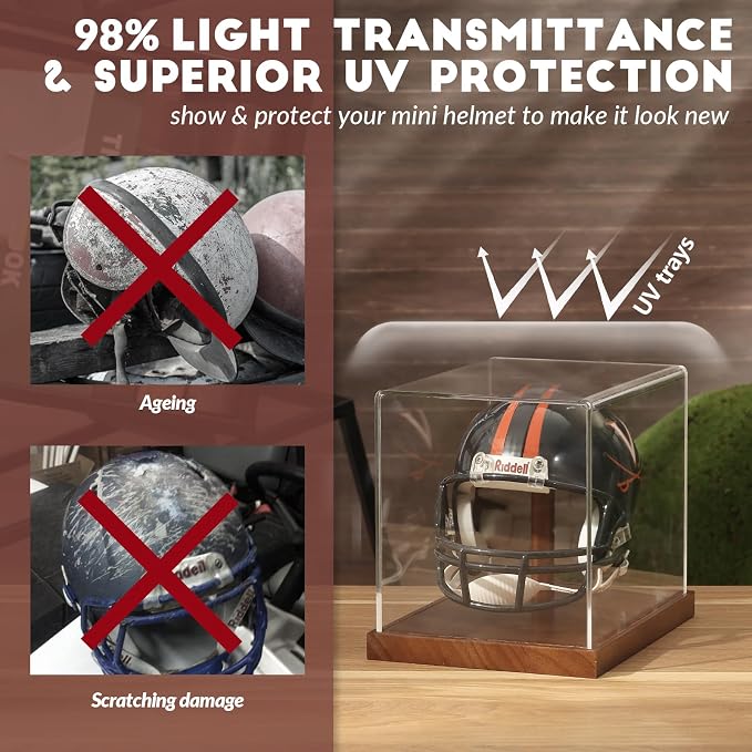 JupDec Mini Helmet Display Case, Acrylic Clear 1/2 Football Baseball Helmet - Image 5