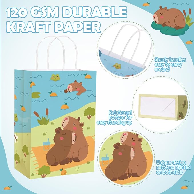 Gaillty 24 Pcs Capybara Gift Bags Paper Capybara Party Favor Bags - Image 3
