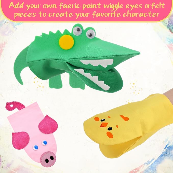 Soulchen 24 Pcs DIY Hand Puppets, Canvas Hand Puppet Making Kit DIY Arts and - Image 3