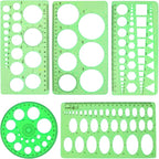 5PCS Circle Template Measuring Geometry Ruler Geometric Drawings Stencils Rulers by Unknown