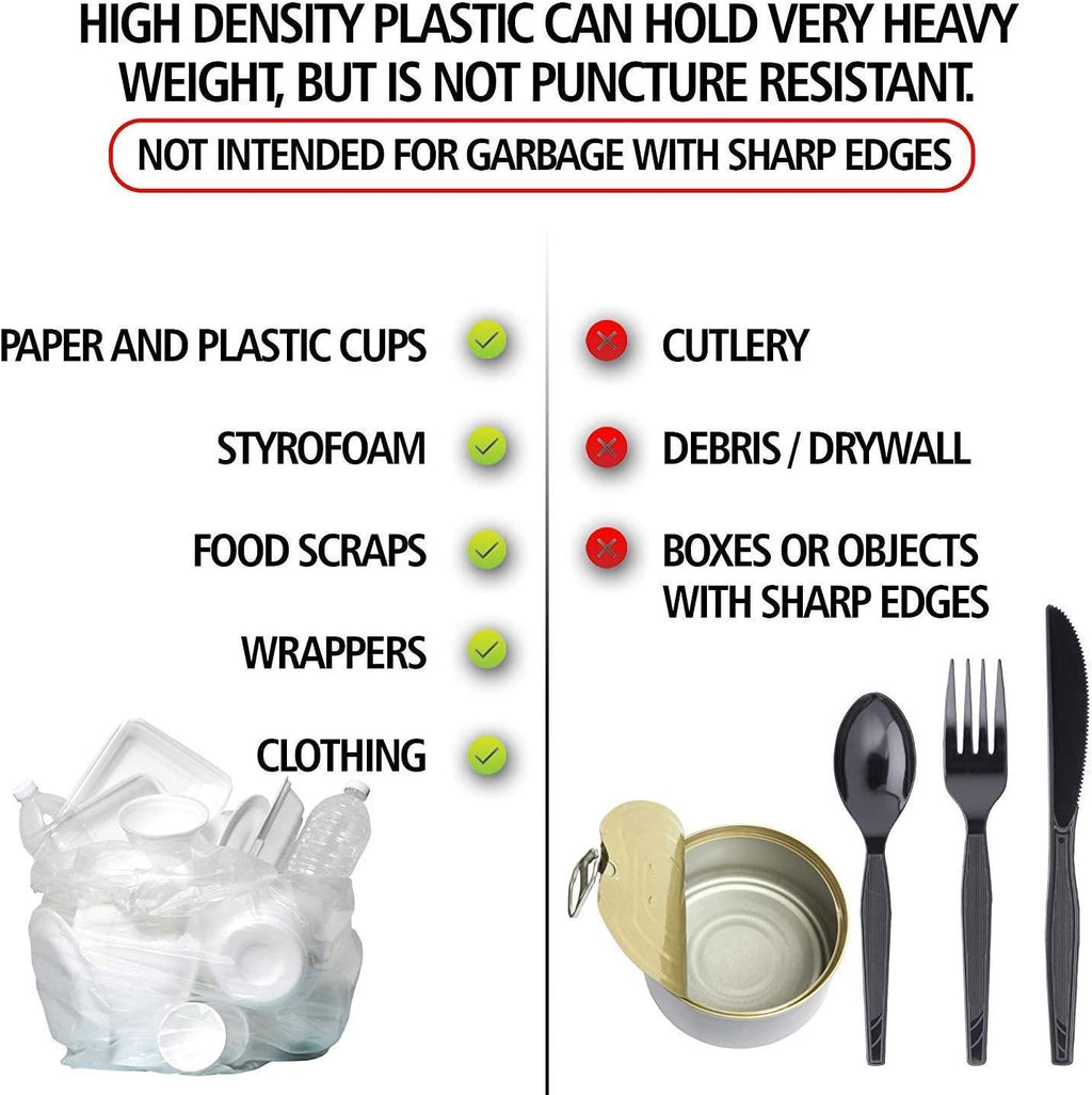 Aluf Plastics High Density Trash Bags, 45 Gallon, 1000 Count, 12 Micron (eq), 40" x 48", Clear, for Bathroom, Office, Industrial, Commercial, Janitorial, Municipal, Recycling