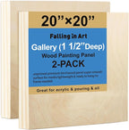 Falling in Art 2 Pack 20x20'' Unfinished Gallery Birch Wood Canvas Panels | 1 by FallinginArt