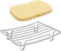 Bar Soap Dish Holder for Shower Bathroom Stainless Steel Rust Proof Self Draining with Beige Soap Saver Pad