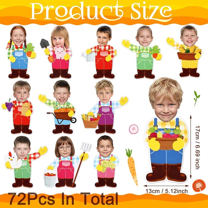 Gersoniel 72 Pcs Kid Farm Classroom Decor Farm Animal Bulletin Board Cutout | - Image 2