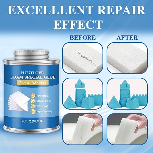 4OZ Foam Glue with Brush, High Strength Clear Foam Adhesive - Image 3