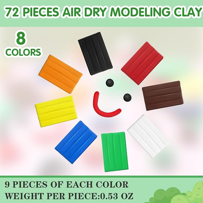 WinnerWhy 72 Pcs Air Dry Clay Bulk 38oz Air Dry Modeling Clay Soft DIY Ultra - Image 2